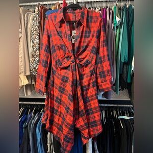 Retro Stage flannel flow a-line dress, Size large. NWT